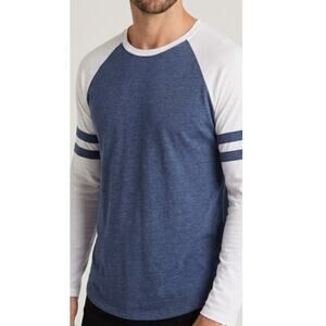 Z Supply Men's Raglan Long Sleeve Shirt - Size Small - EUC Blue & White Varsity